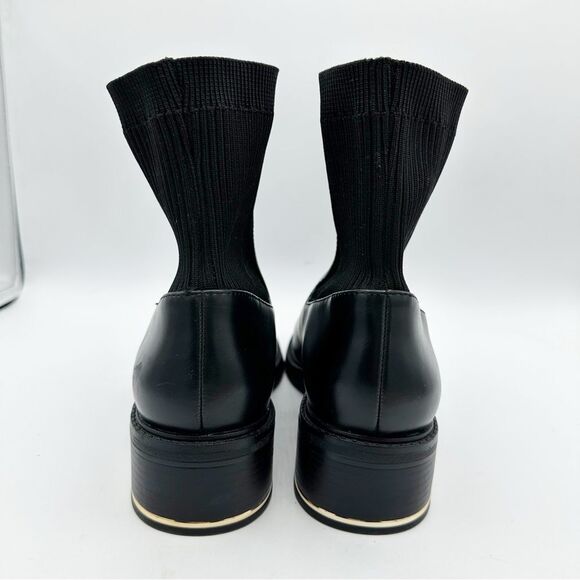 Zara Metal Trim Chunky Heel Black Chelsea Ankle Boots Sz 41 10.5 - Picture 6 of 15